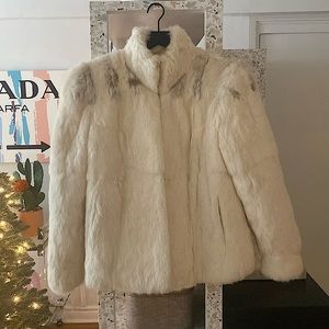 VINTAGE SERGIO VALENTE CREAM RABBIT FUR COAT | EUC | MADE IN FRANCE